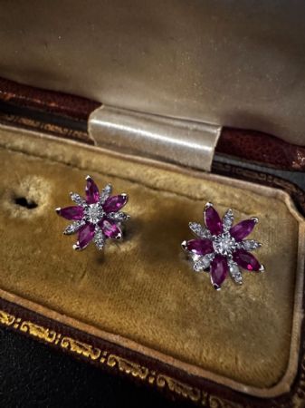 Earrings with Rubies and Diamonds