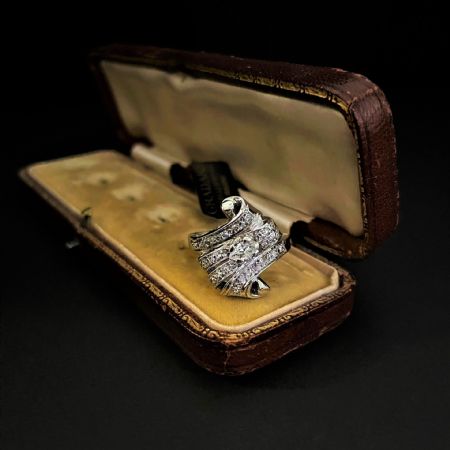 Art Deco Platinum Ring with Marquise Cut Diamond