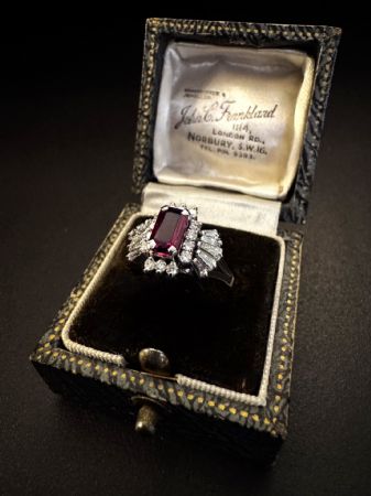 Platinum Ring with Ruby and Diamonds