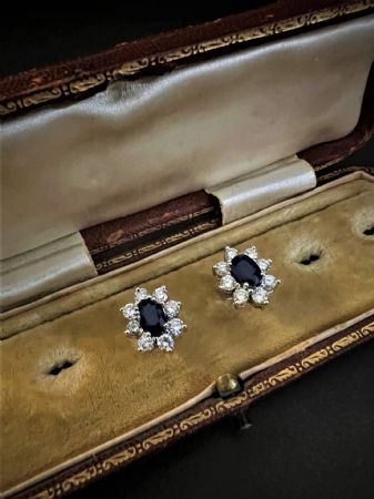 Earrings with Diamonds and Sapphires