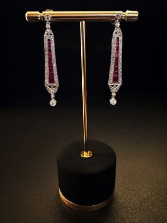 Pendientes de Platino con Rubíes y Diamantes