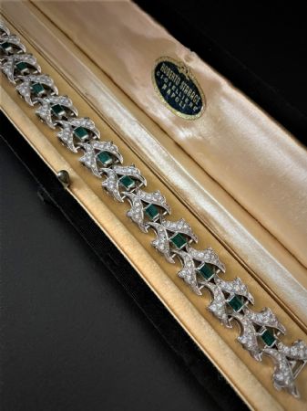 Bracciale  anni '50   con Smeraldi  e  Diamanti 