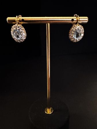 Boucles d'oreilles avec Aigues-marines et Diamants