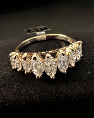 Ring with 9 Marquise cut diamonds