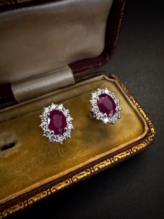 Earrings with Rubies and Diamonds